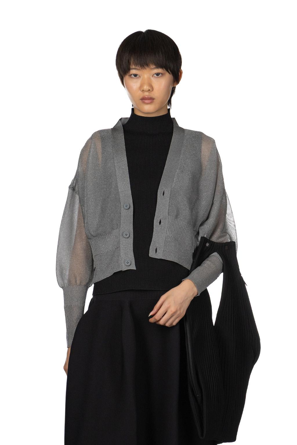 CFCL - Garter Lucent Cropped Cardigan - Steel Grey